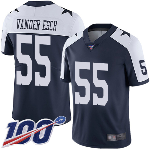 Men Dallas Cowboys Limited Navy Blue Leighton Vander Esch Alternate 55 100th Season Vapor Untouchable Throwback NFL Jersey